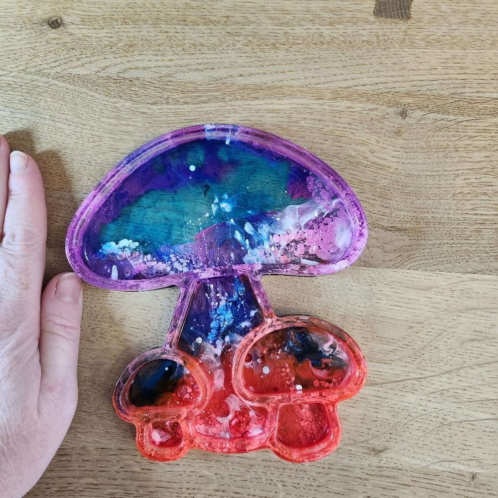 Funky Colorful Resin Mushroom Tray Jewelry Rolling Tray Vanity Make up Holder - Thumbnail 3