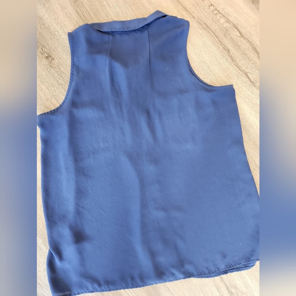 Zac & Rachel Blue Sleeveless Semi Sheer Zip Up Blouse - Thumbnail 6