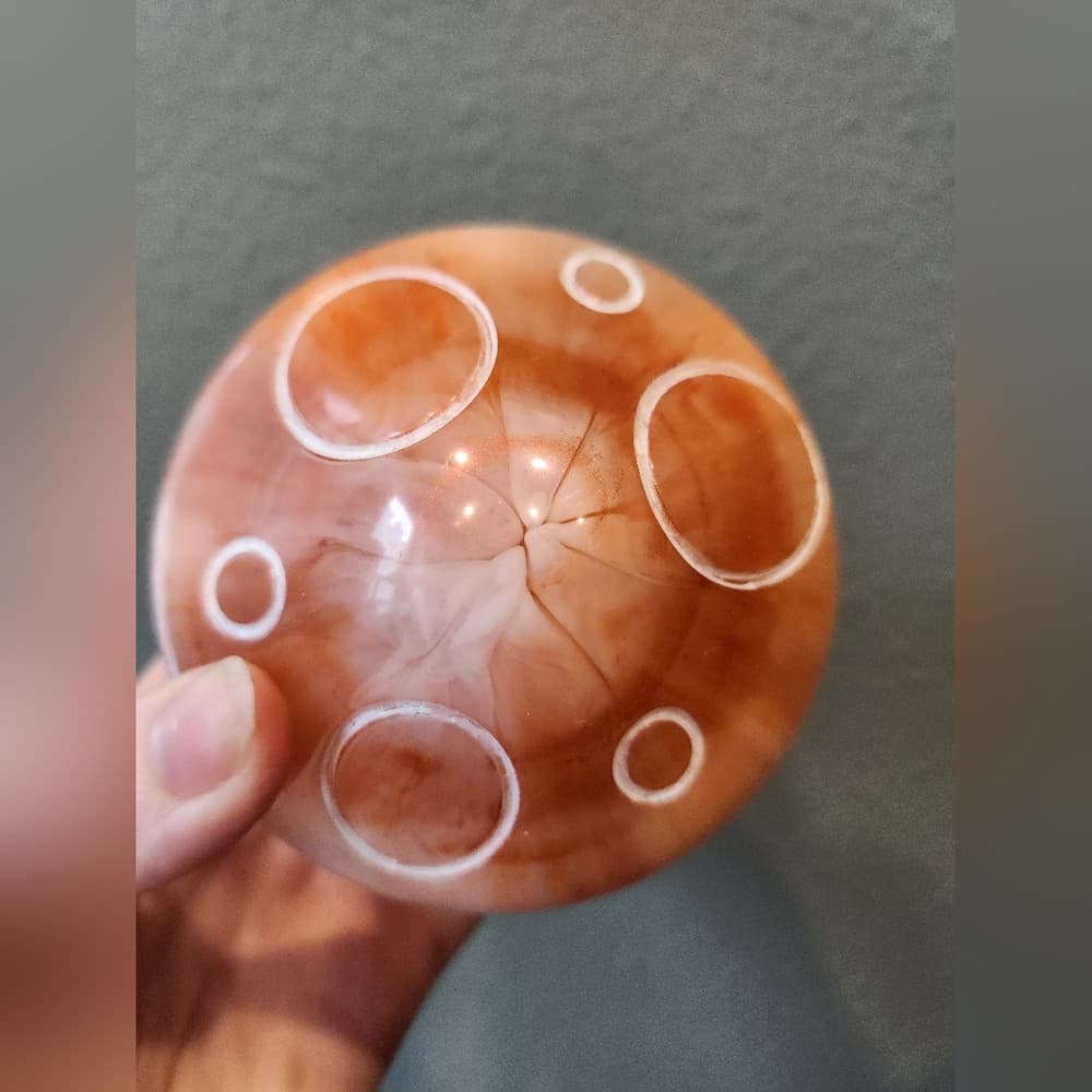Orange White and Metallic Retro Mushroom Storage Jar Trinket Jewelry Canister - Thumbnail 4