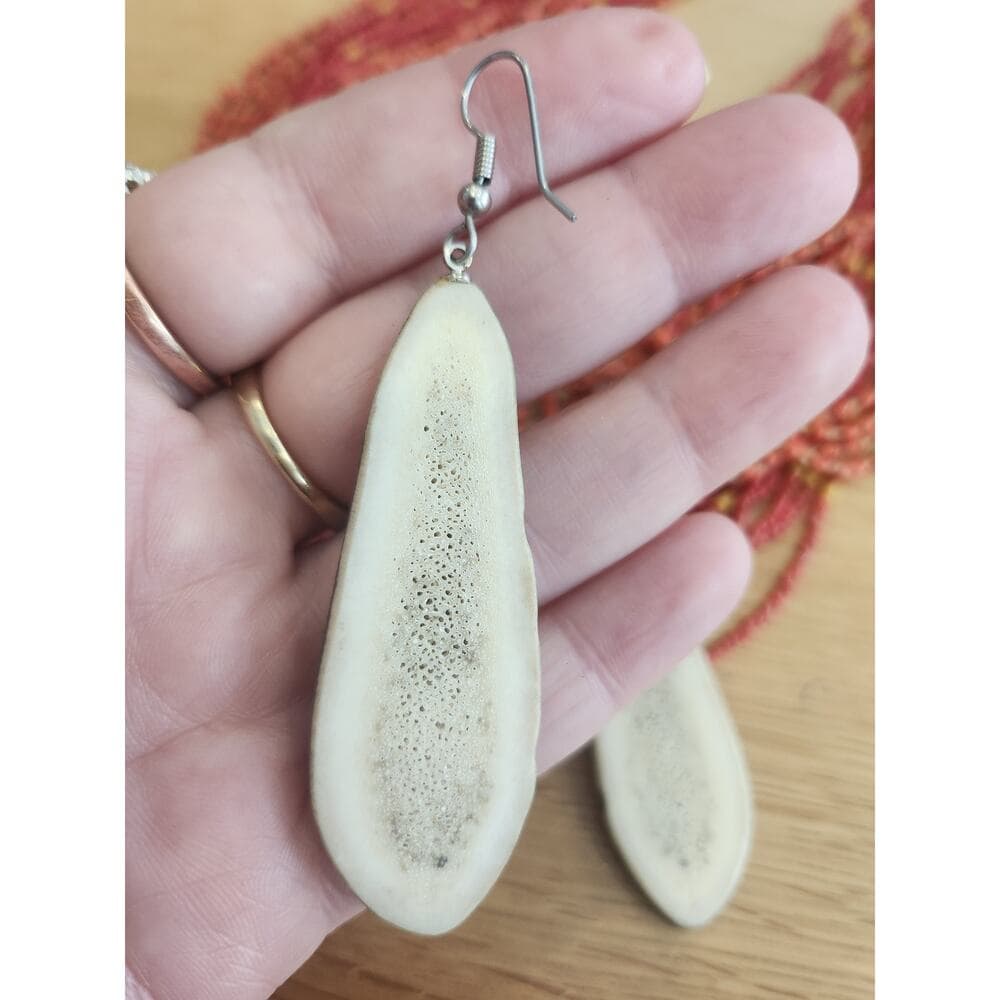 Awesome Sliced Bone Long Statement Earrings - Thumbnail 3