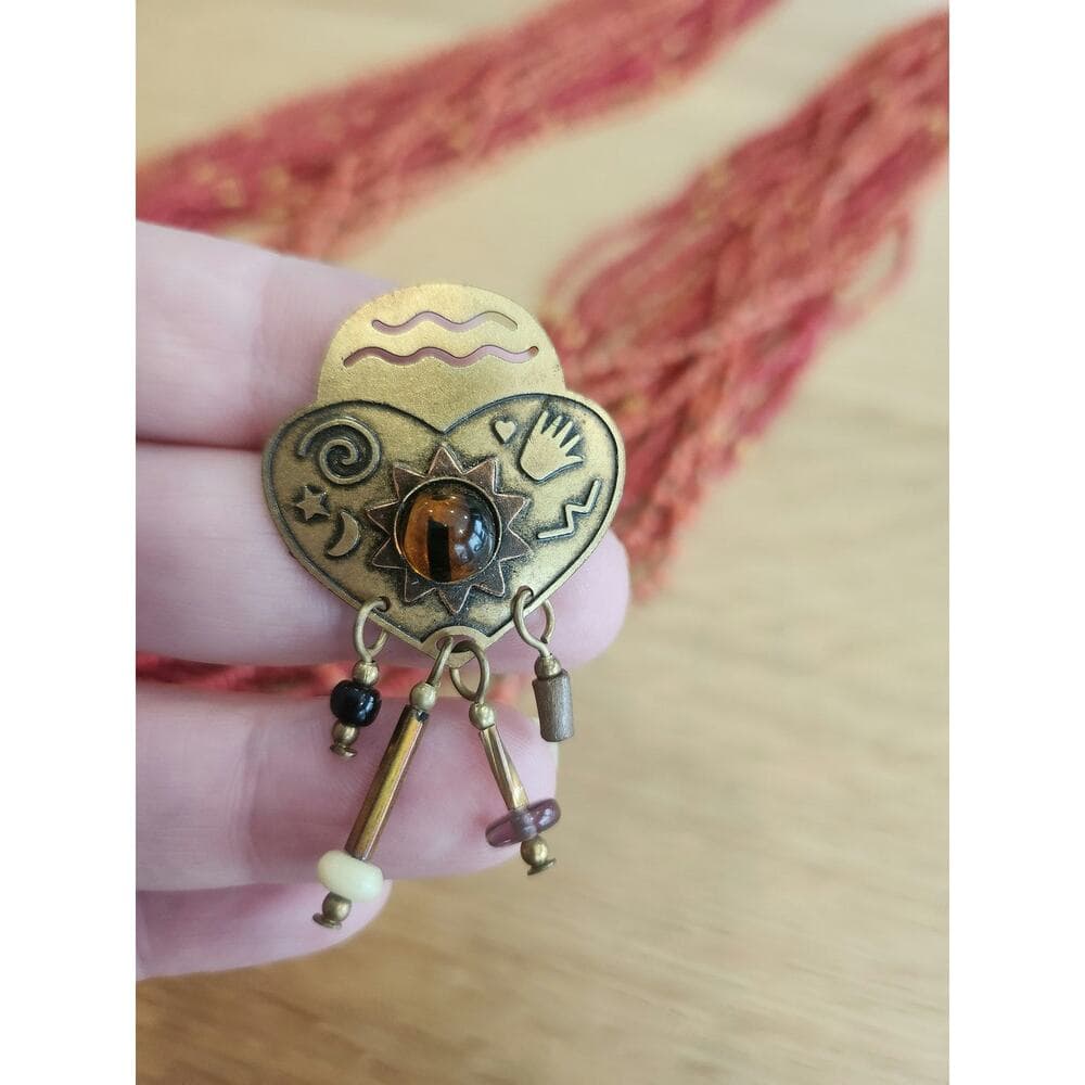 Cute Artison Retro Funky Brooch With Dangling Beads and Charms - Thumbnail 3