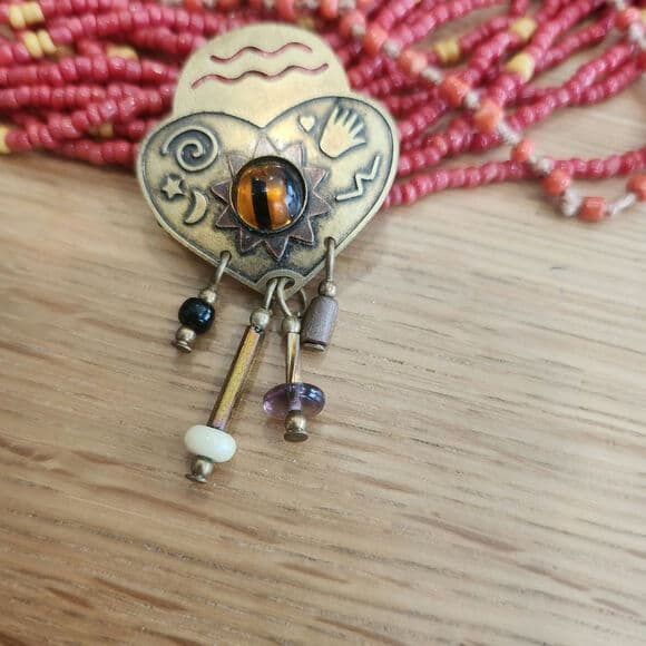 Cute Artison Retro Funky Brooch With Dangling Beads and Charms - Thumbnail 6