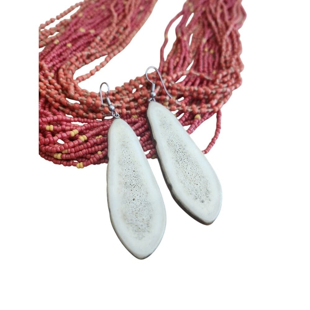 Awesome Sliced Bone Long Statement Earrings