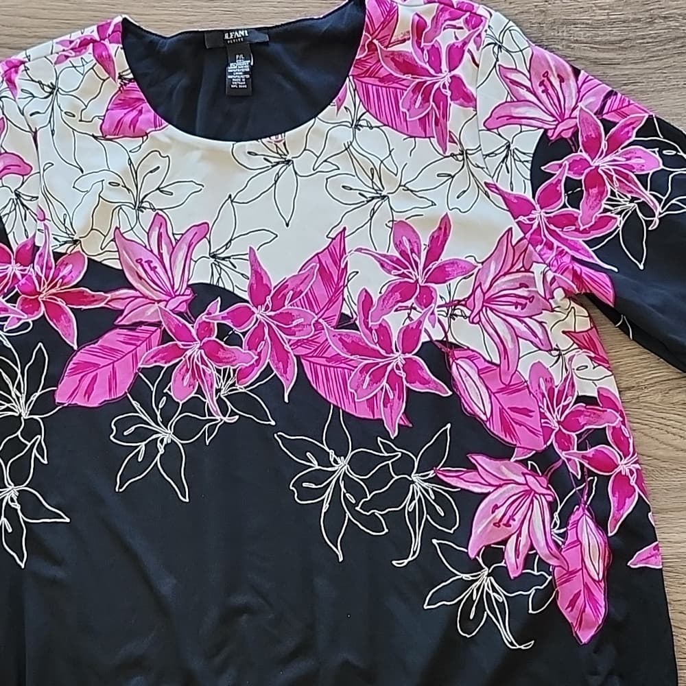 Alfani Petite Floral Long Sleeve Blouse with Elastic Baloon Sleeve - Thumbnail 2