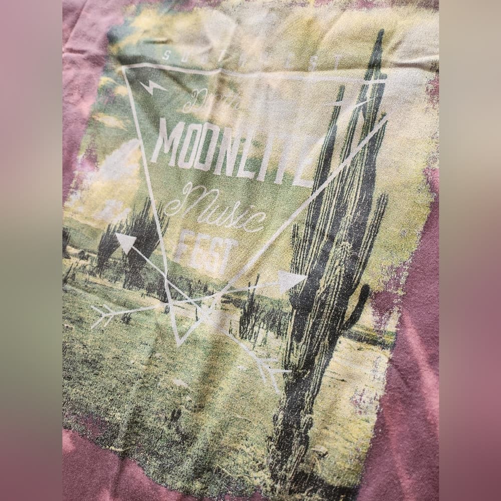 3 For 10 Mossimo MoonLite Music Festival Bleach Dyed Graphic Novelty Tee Shirt - Thumbnail 2