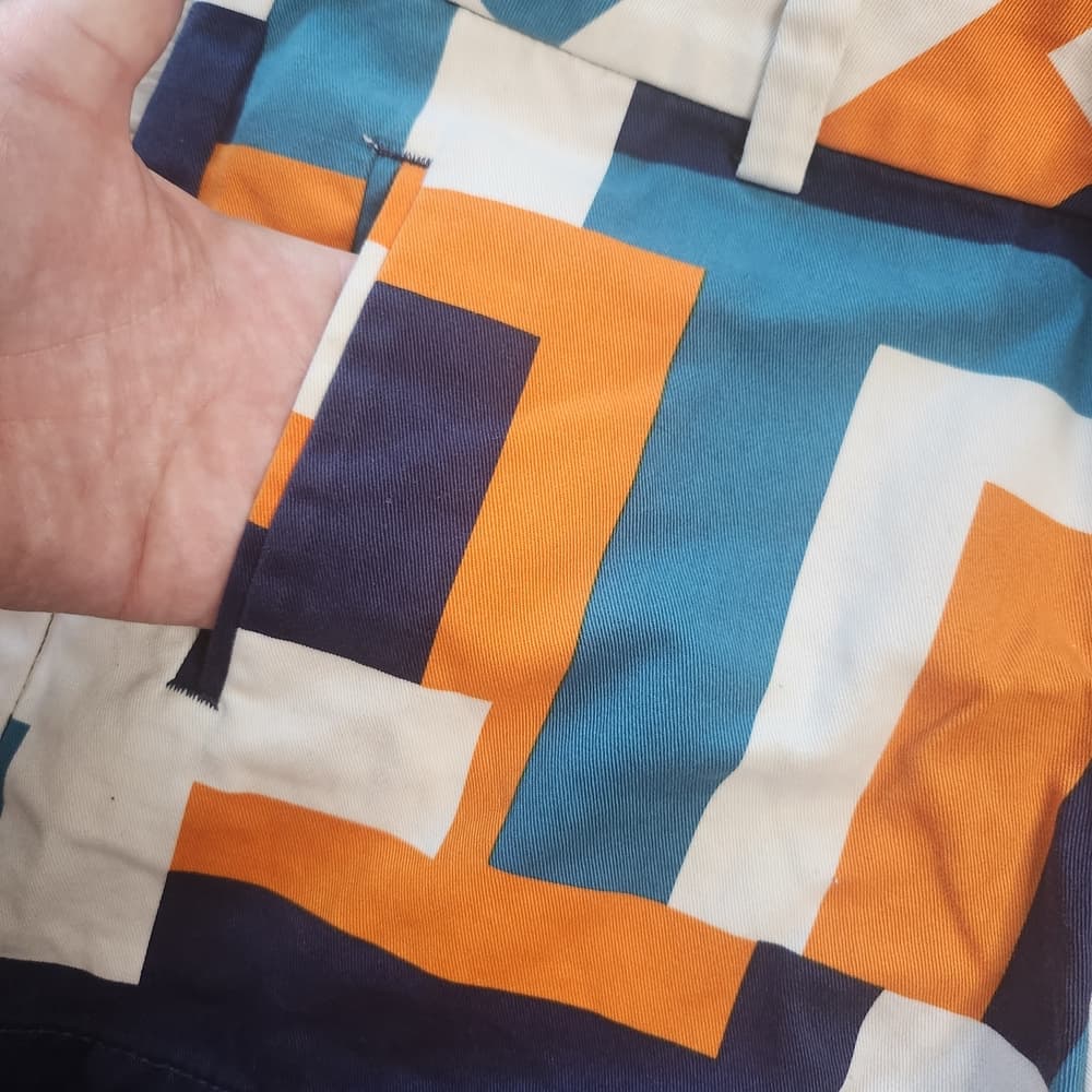 STYLUS Women's Geometric Blue and Orange Shorts - Thumbnail 5