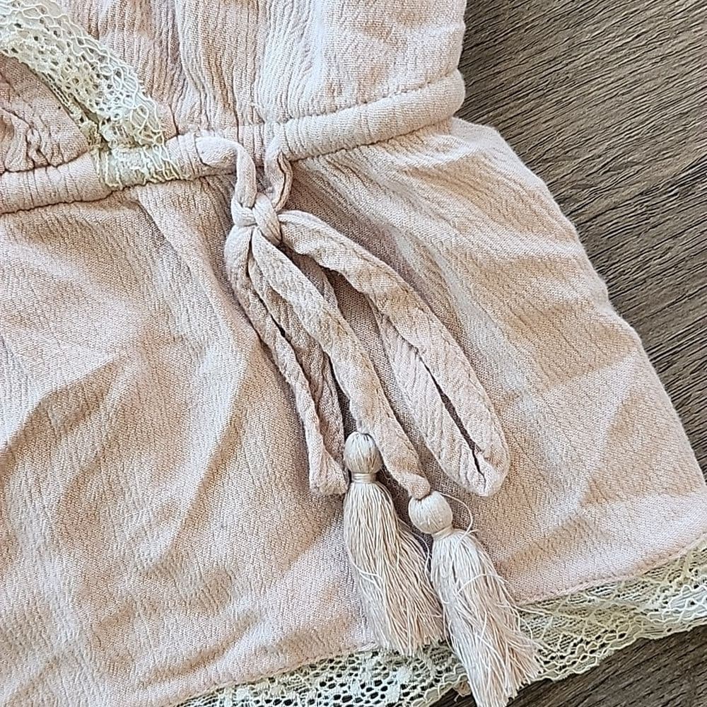 Pink Lace American Eagle Racer Back Tank Peplum with Draw String Tassle - Thumbnail 2