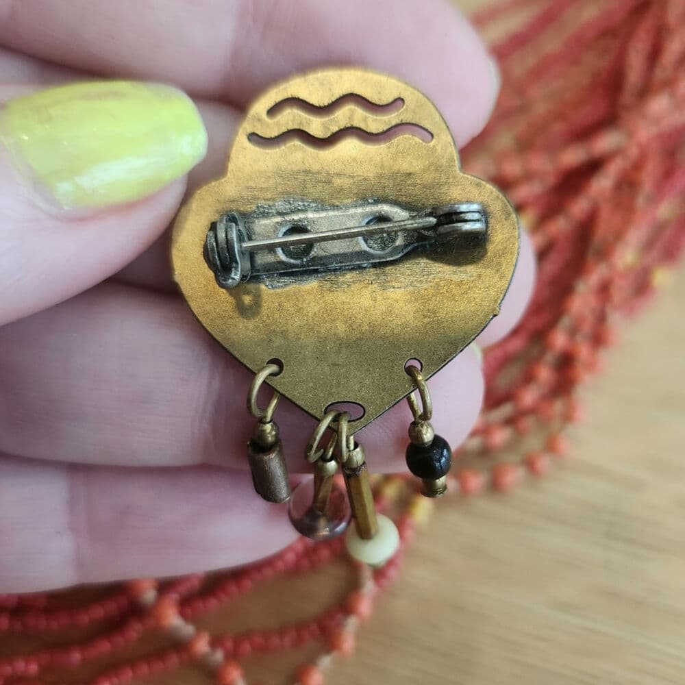 Cute Artison Retro Funky Brooch With Dangling Beads and Charms - Thumbnail 2