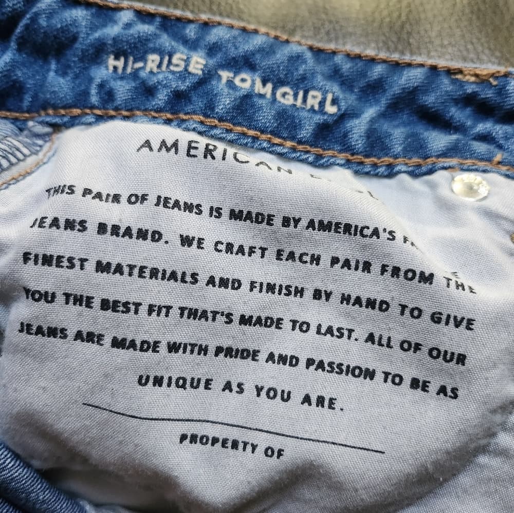 American Eagle High Rise Tomgirl Ripped Denim Raw Cut Hem Jeans - Thumbnail 12