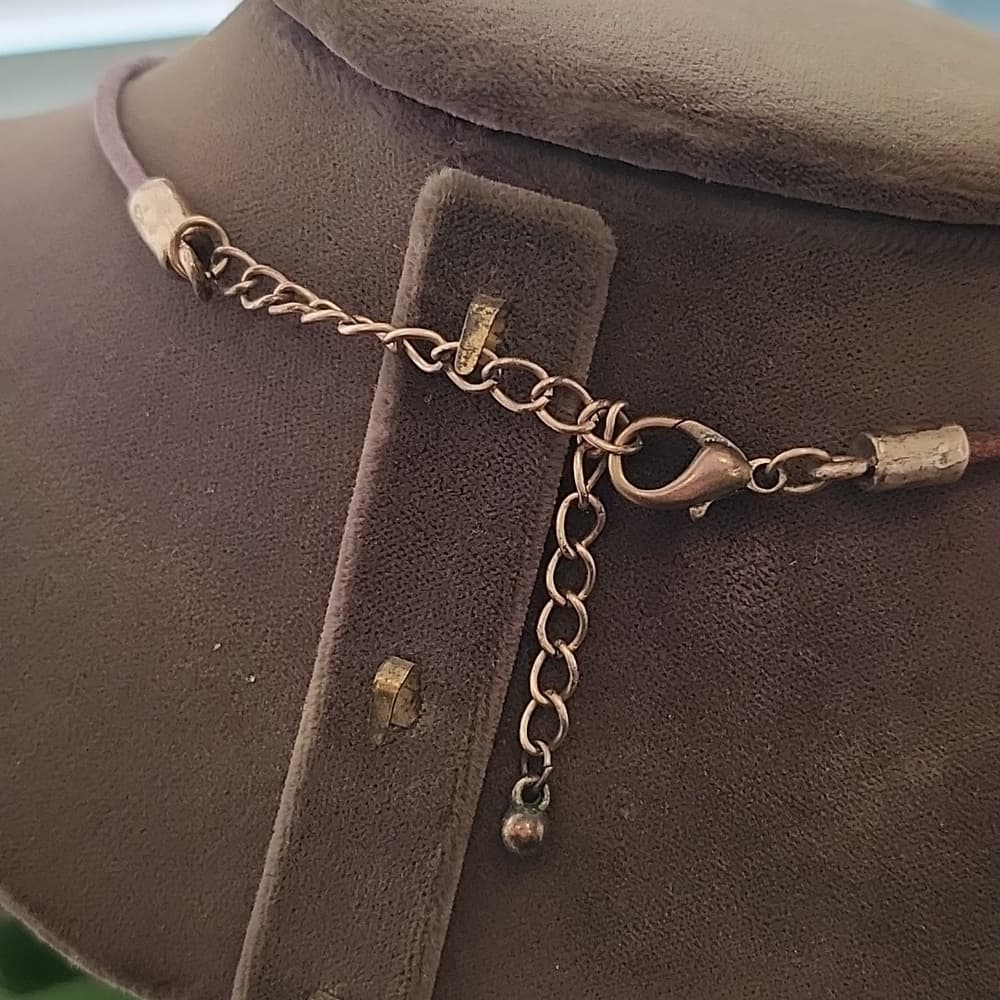 Vintage Artisan Copper and Gun Metal Tone Hammered Heart Choker Necklace - Thumbnail 3
