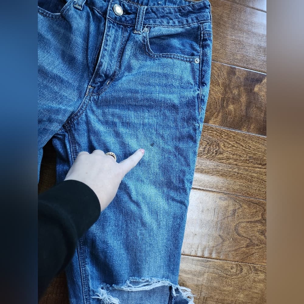 American Eagle High Rise Tomgirl Ripped Denim Raw Cut Hem Jeans - Thumbnail 7