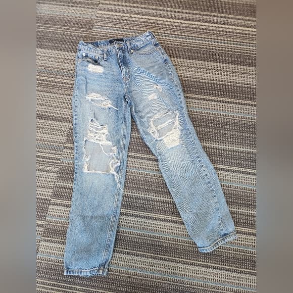 Aeropostale Mom Jeans Light Blue Denim High Rise Distressed - Thumbnail 11