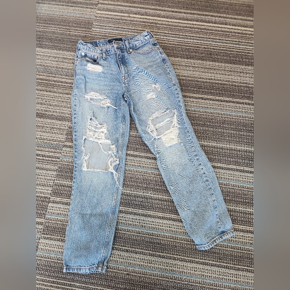 Aeropostale Mom Jeans Light Blue Denim High Rise Distressed - Thumbnail 10