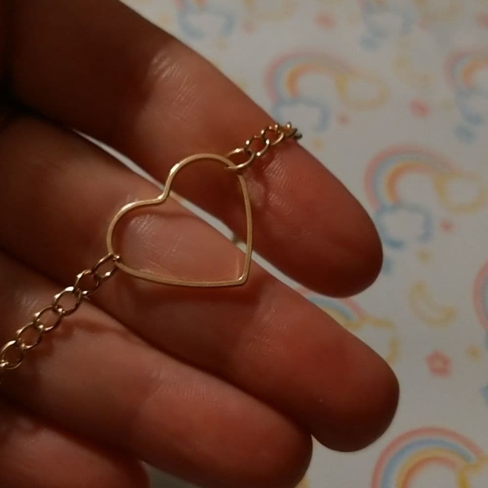 Gold Heart Choker Necklace - Thumbnail 4