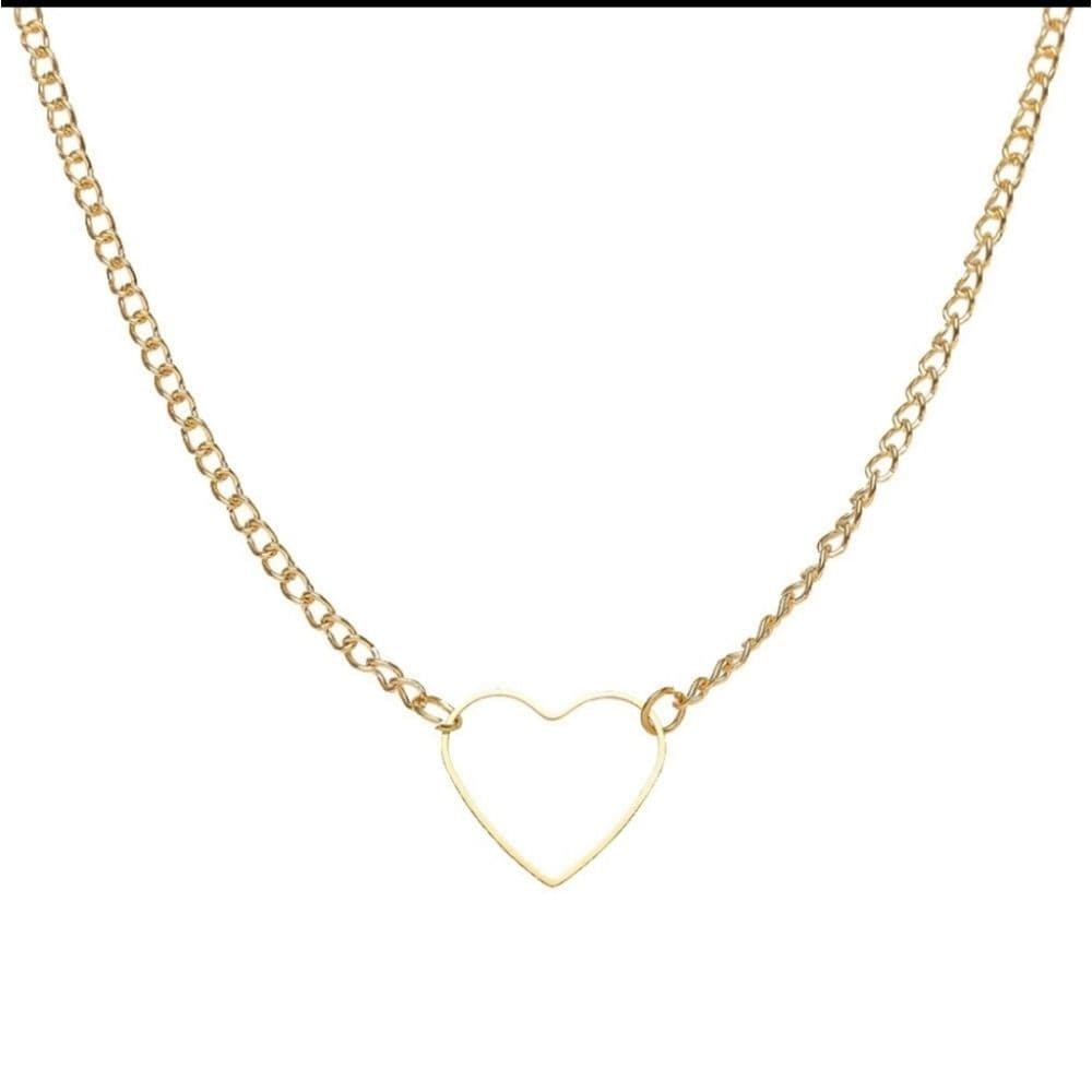 Gold Heart Choker Necklace - Thumbnail 3