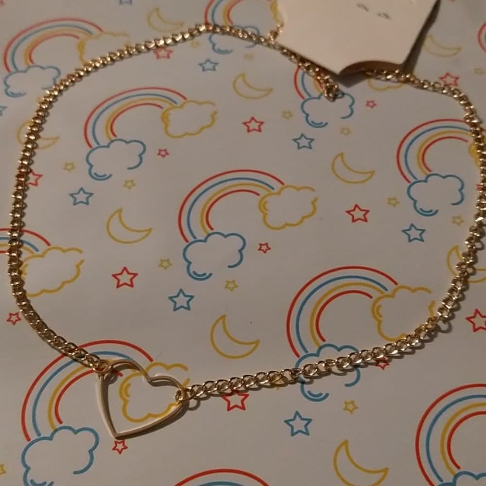 Gold Heart Choker Necklace - Thumbnail 5
