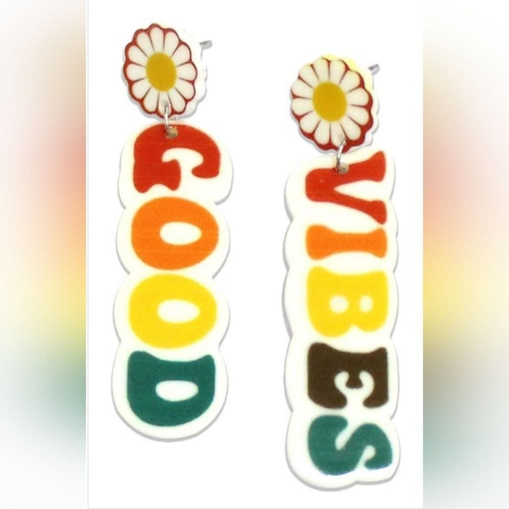 Good Vibes Daisey Colorful Retro Post Dangle Earrings - Thumbnail 4