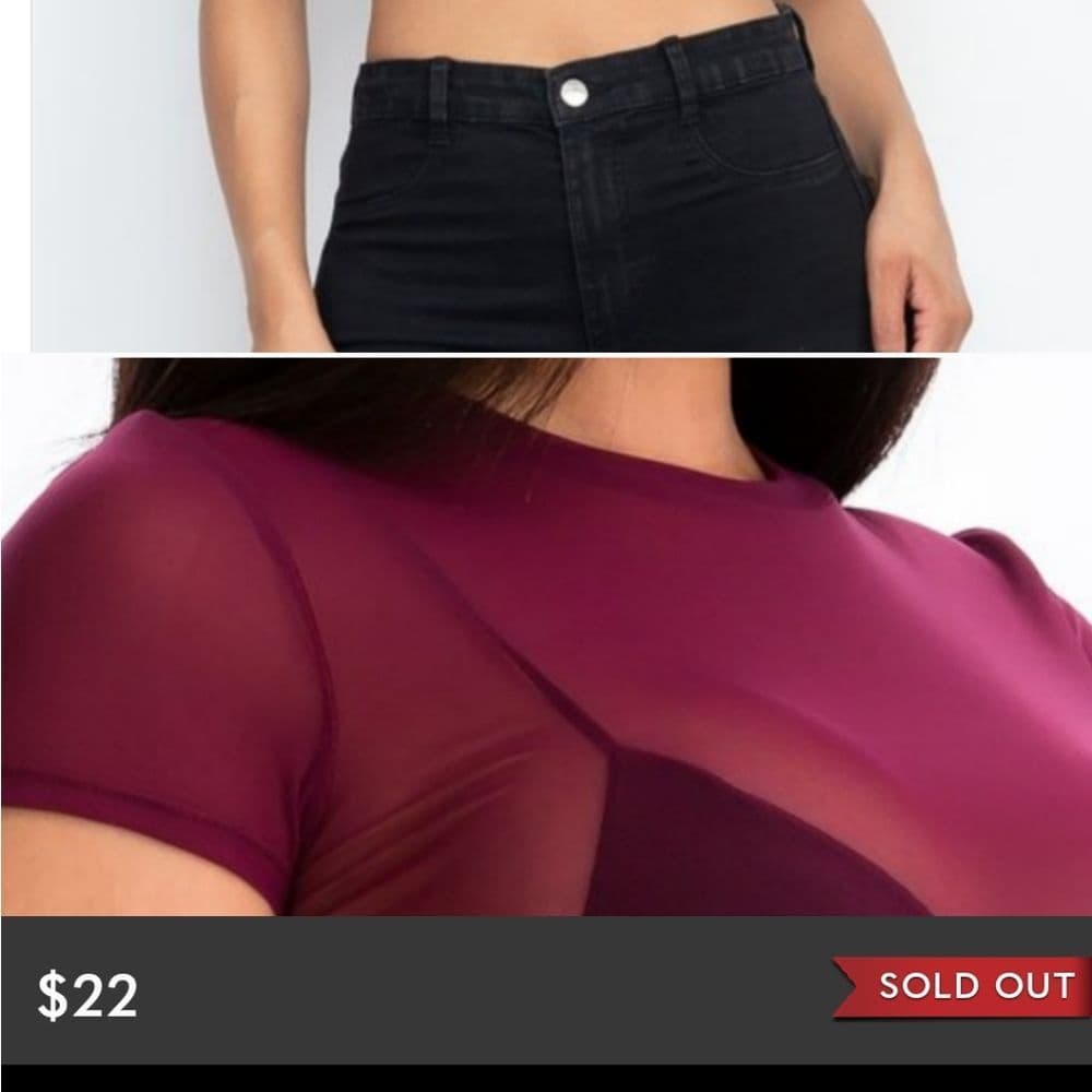 Black Short Sleeve Sheer Crop Top For Layering - Thumbnail 12