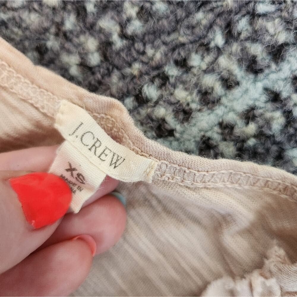 J. Crew Pink Biege Semi Sheer Sleeveless Top Ruffle Detail - Thumbnail 2