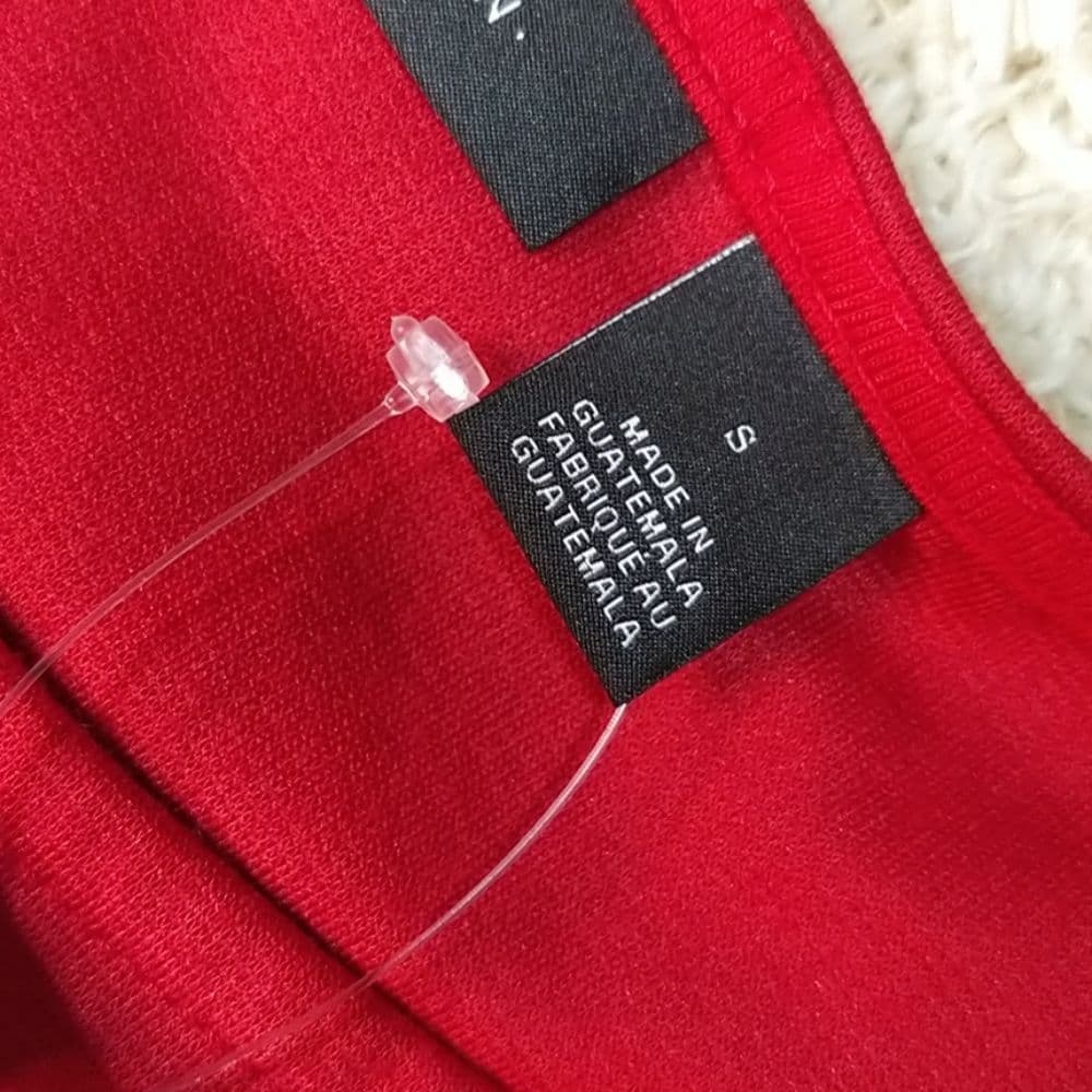 Red Halogen Sweater Dress with Ruffle Sleeves - Thumbnail 2