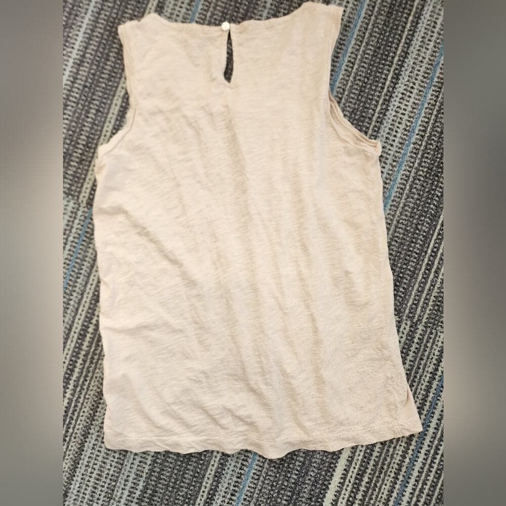 J. Crew Pink Biege Semi Sheer Sleeveless Top Ruffle Detail - Thumbnail 5