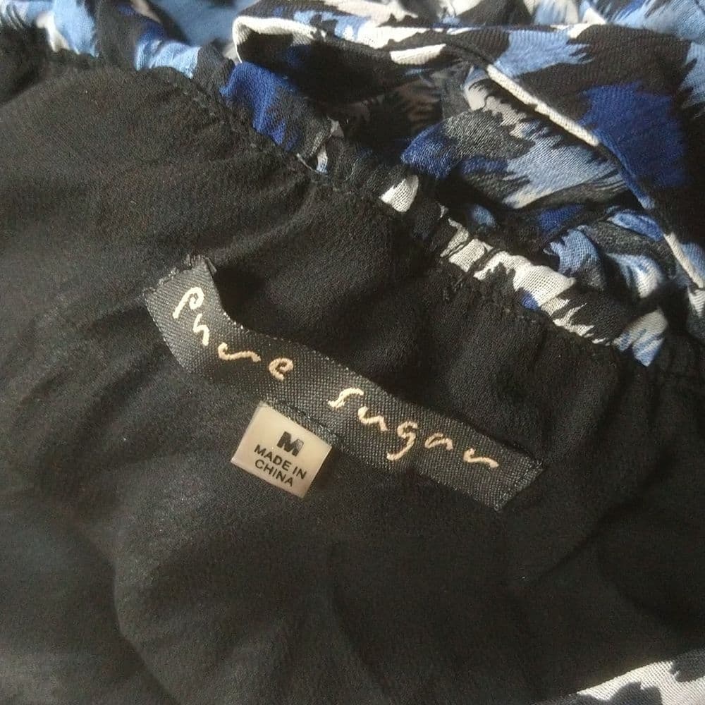 Pure Sugar 🥰 Blue Leopard Print Racer Back Ruffle Tank Blouse. - Thumbnail 6