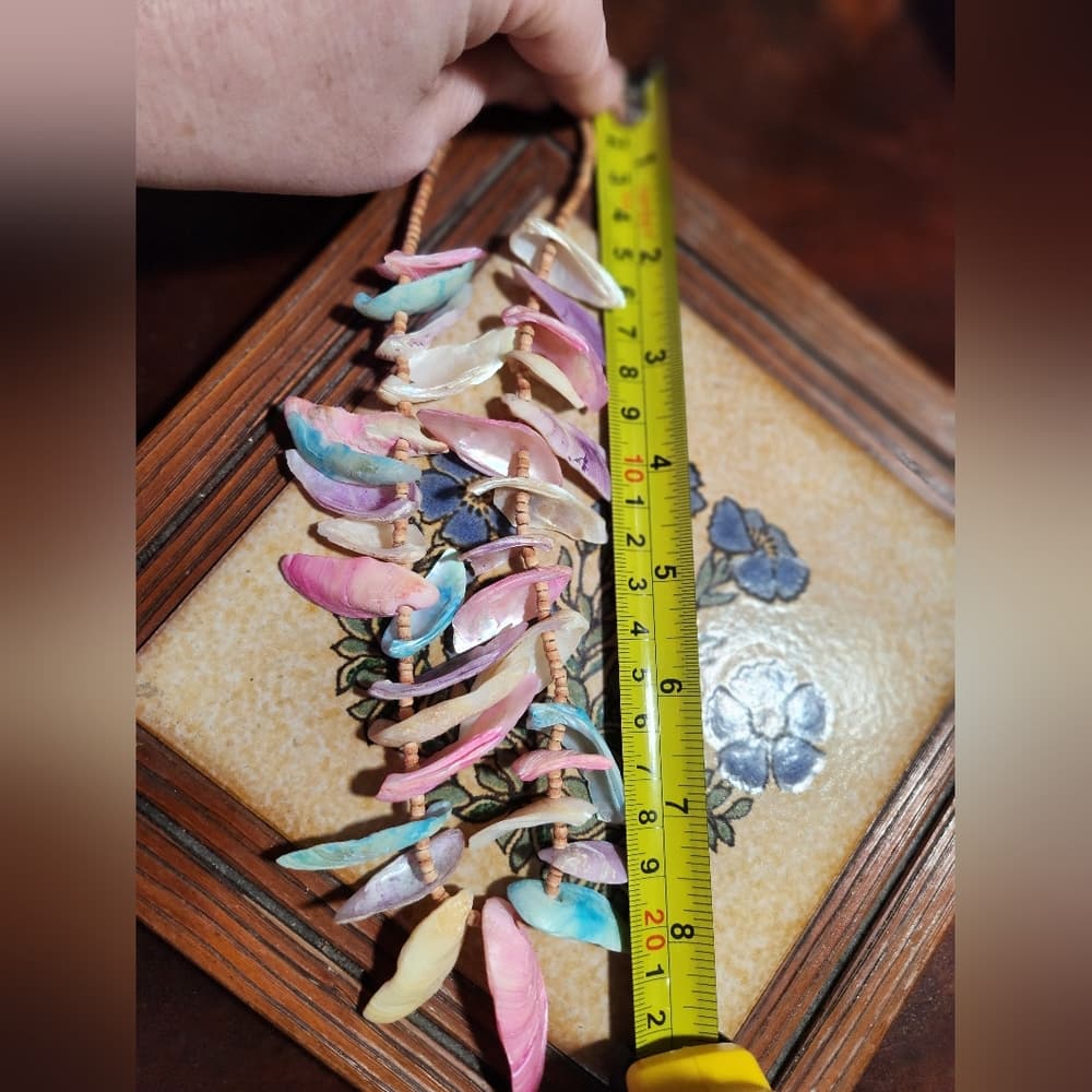 Vintage Pink and Blue Pastel Shell Beaded Mermaid Choker - Thumbnail 7