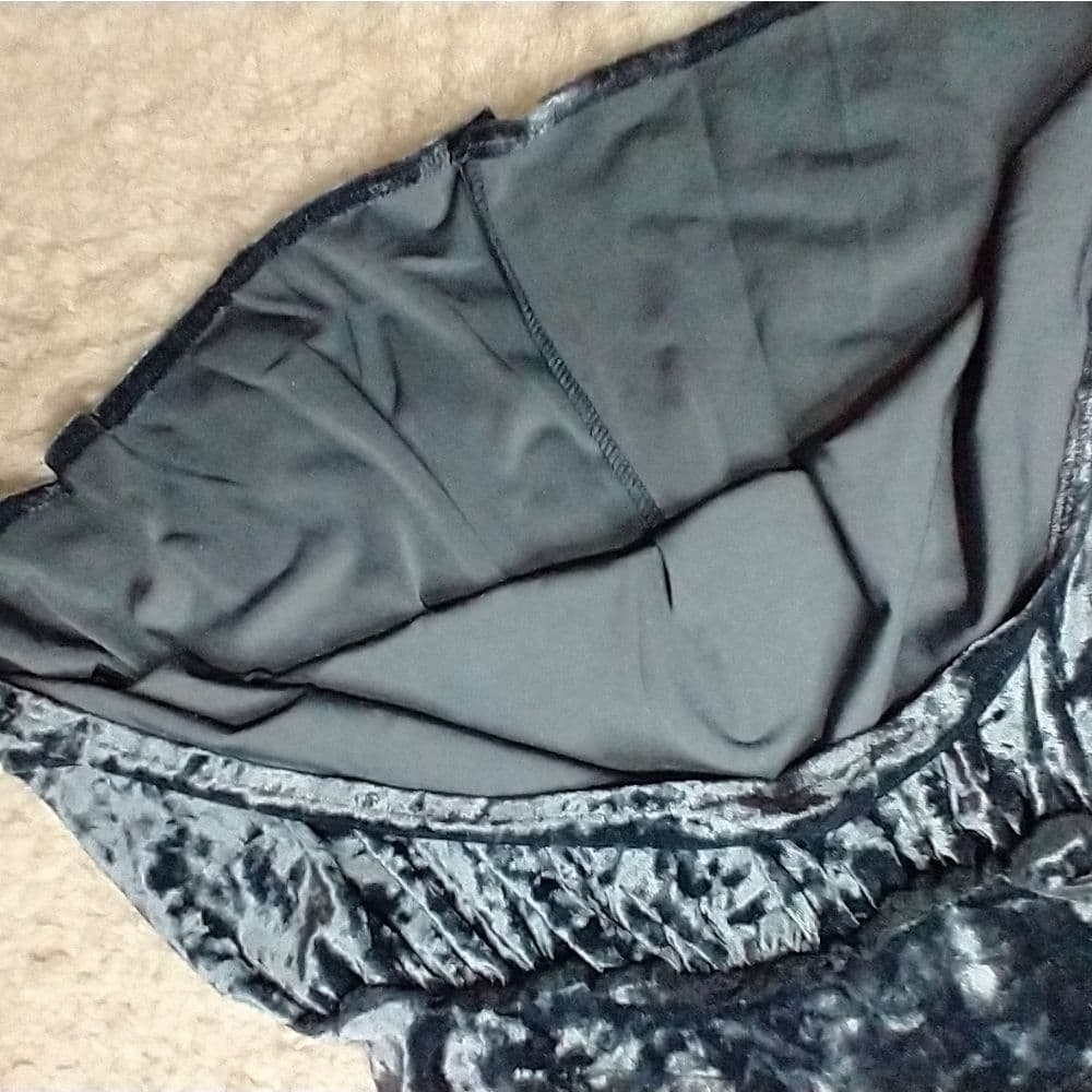 POL Crushed Velvet Blue Baby Doll Tank Top Crochet Lace Trim - Thumbnail 10