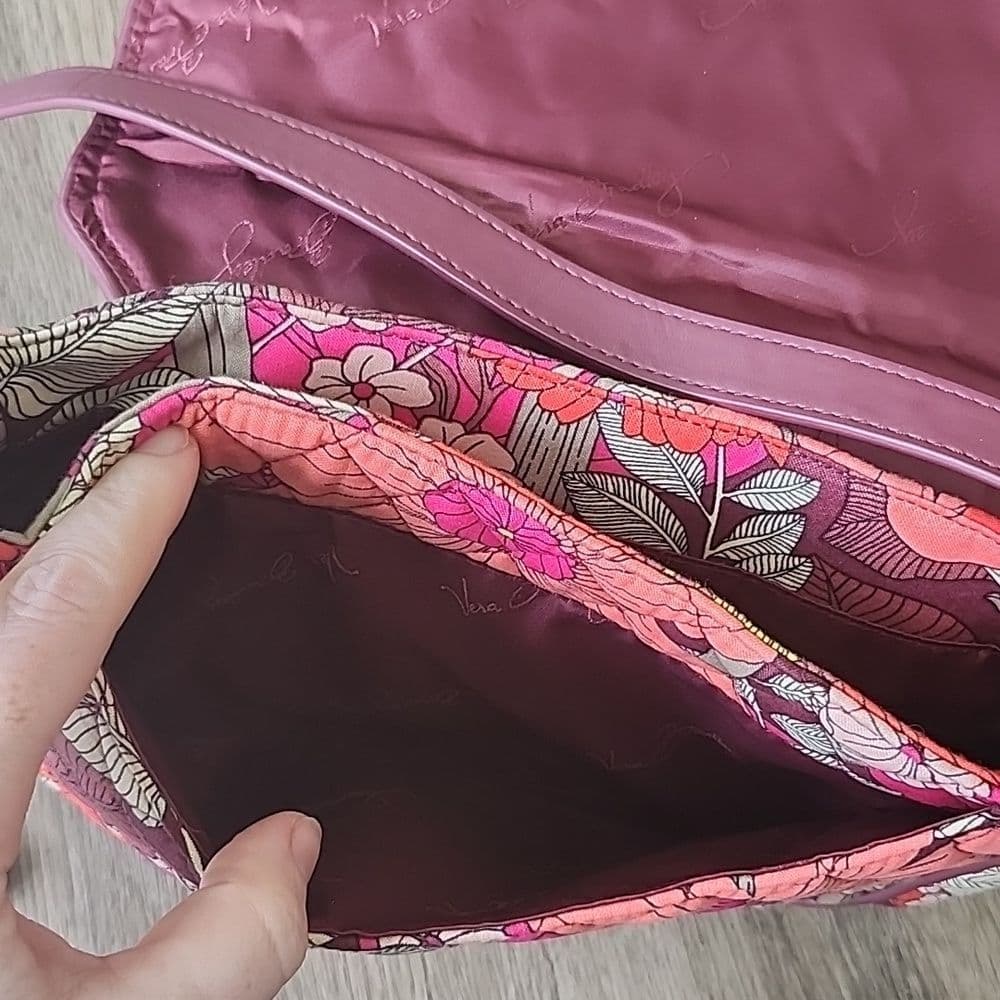 Red and Purple Floral Vera Bradley Crossbody Bag Adjustable Strap - Thumbnail 4