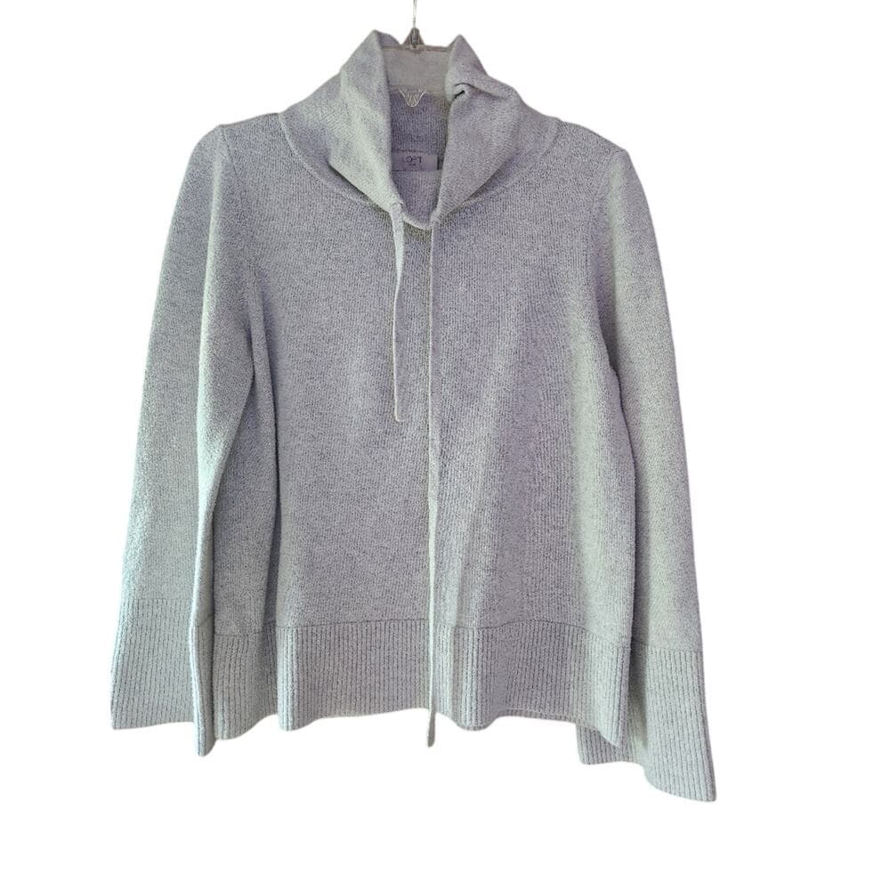 LOFT Heather Gray Cowl Neck Knit Sweater with Wide Sleeves - Thumbnail 6