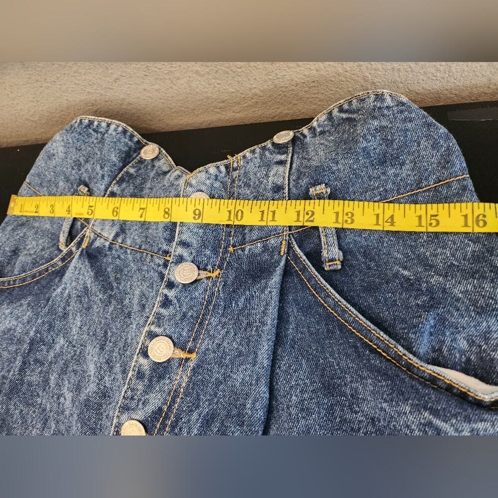 Vintage 1980s Acid Wash Distressed Denim Overall Shorts Made In Usa - Thumbnail 8
