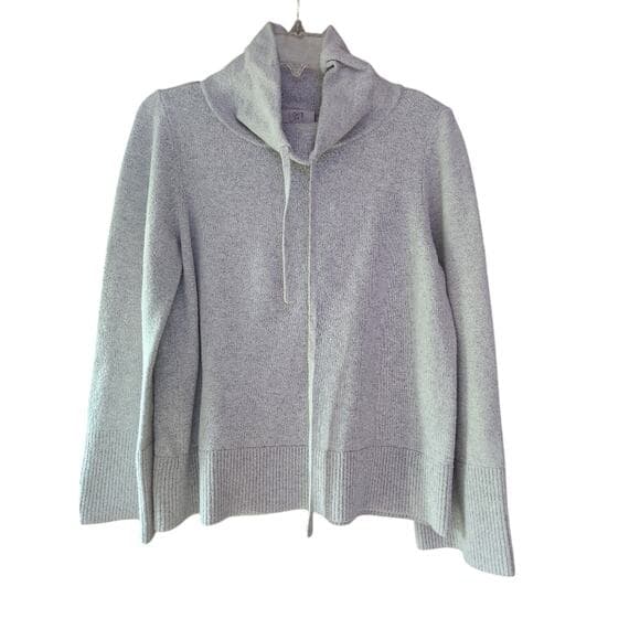 LOFT Heather Gray Cowl Neck Knit Sweater with Wide Sleeves - Thumbnail 7