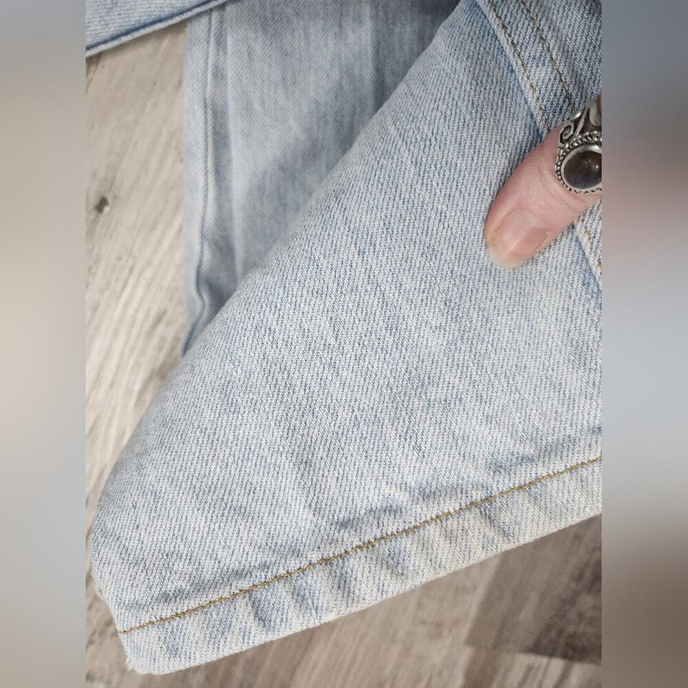 Vintage 1990s Express Blues High Rise Light Blue Denim Straight Leg Jeans - Thumbnail 10