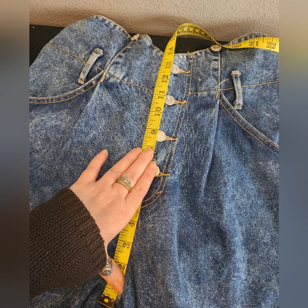 Vintage 1980s Acid Wash Distressed Denim Overall Shorts Made In Usa - Thumbnail 9
