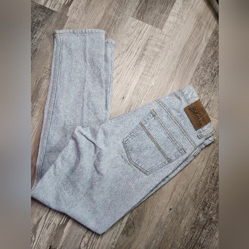 Vintage 1990s Express Blues High Rise Light Blue Denim Straight Leg Jeans - Thumbnail 8