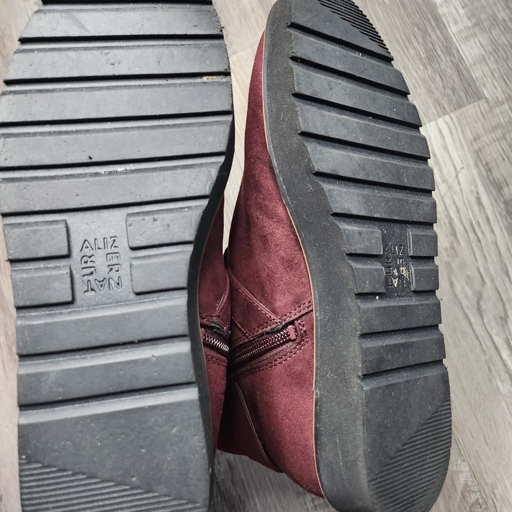 Naturalizer Red and Black Ankle Booties with Buckle Straps - Thumbnail 5