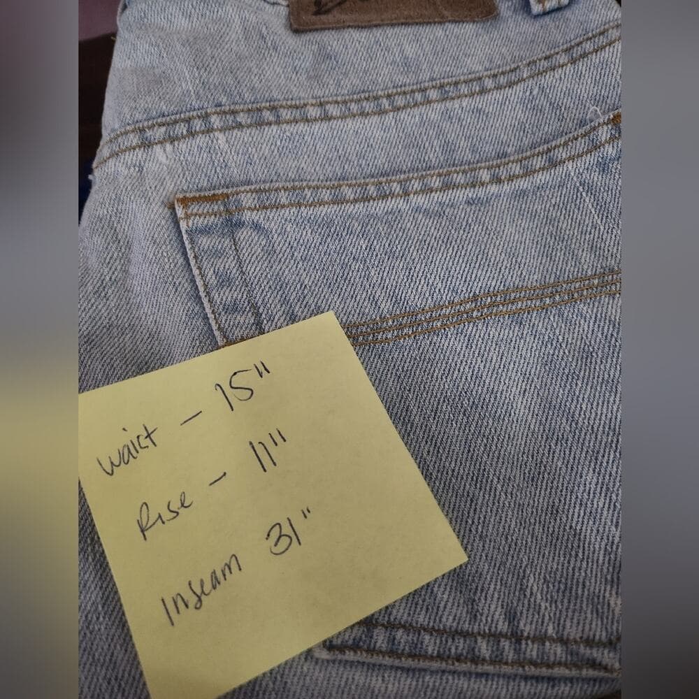 Vintage 1990s Express Blues High Rise Light Blue Denim Straight Leg Jeans - Thumbnail 11