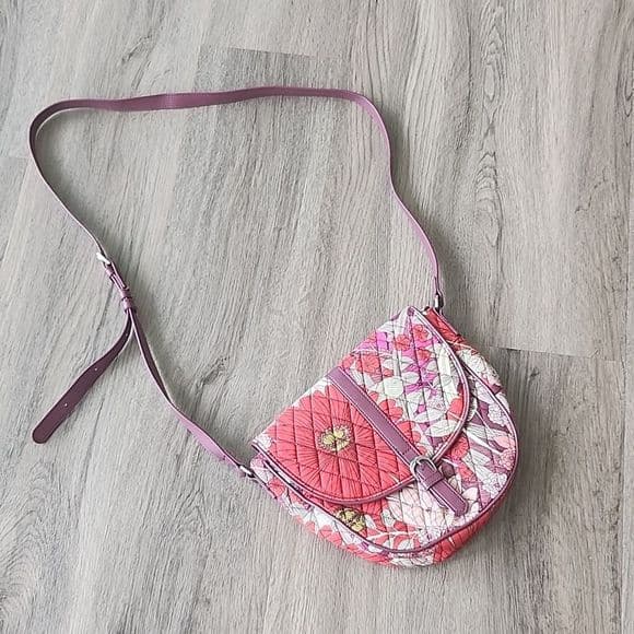 Red and Purple Floral Vera Bradley Crossbody Bag Adjustable Strap - Thumbnail 17