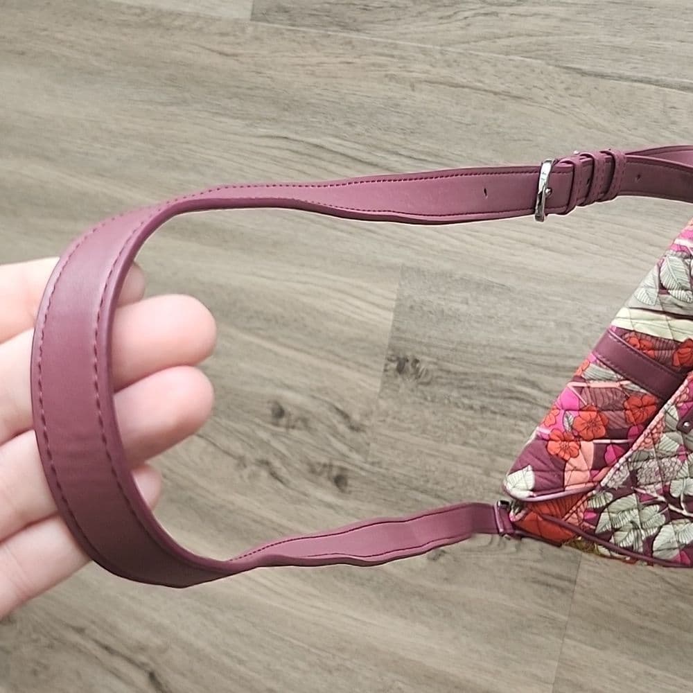 Red and Purple Floral Vera Bradley Crossbody Bag Adjustable Strap - Thumbnail 10