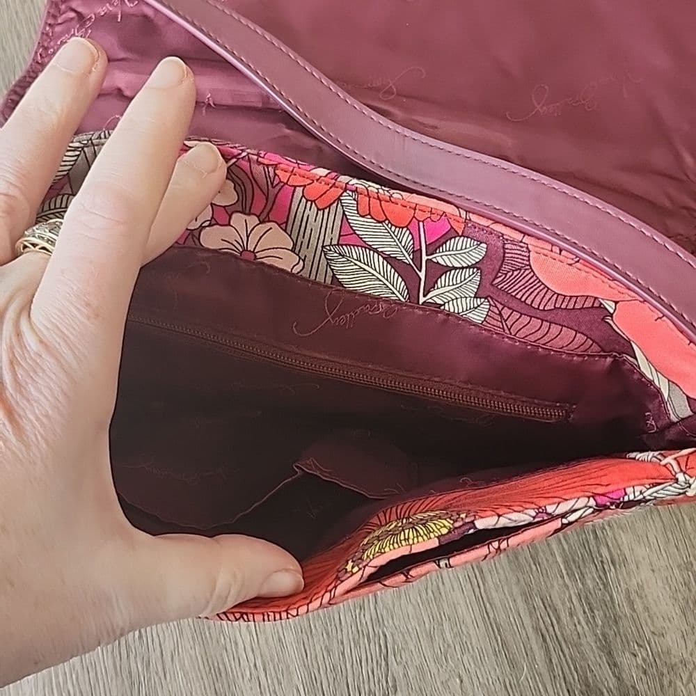 Red and Purple Floral Vera Bradley Crossbody Bag Adjustable Strap - Thumbnail 5