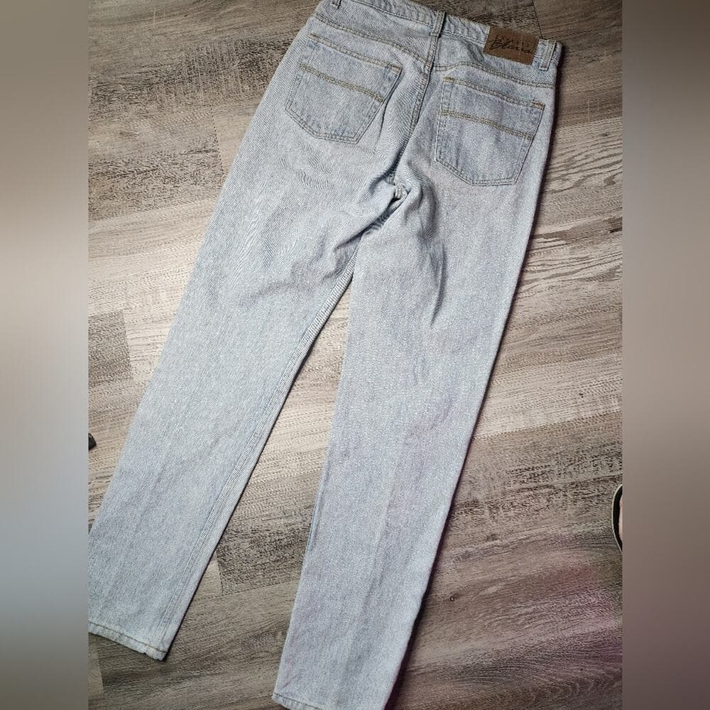 Vintage 1990s Express Blues High Rise Light Blue Denim Straight Leg Jeans - Thumbnail 5