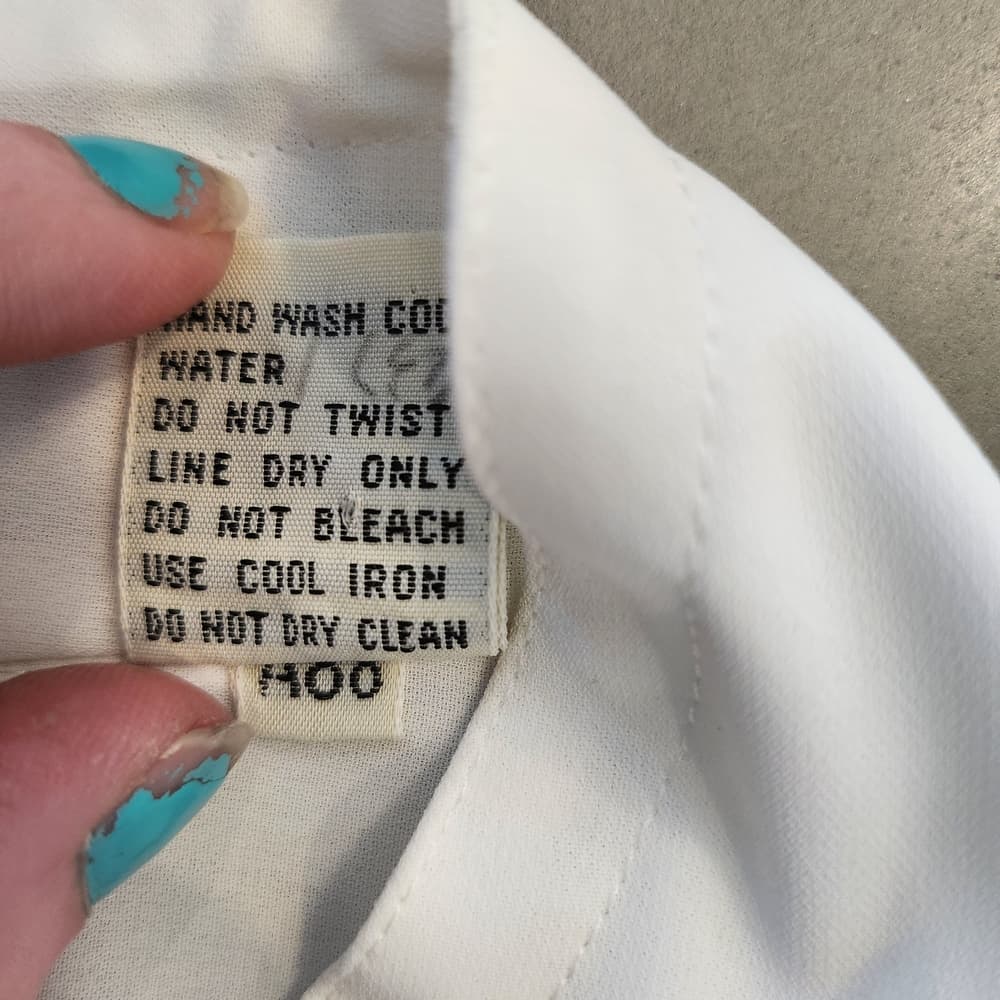 Vintage Liz Claiborne Sheer White Blouse With Sparkly Accents Shoulder Pads - Thumbnail 12