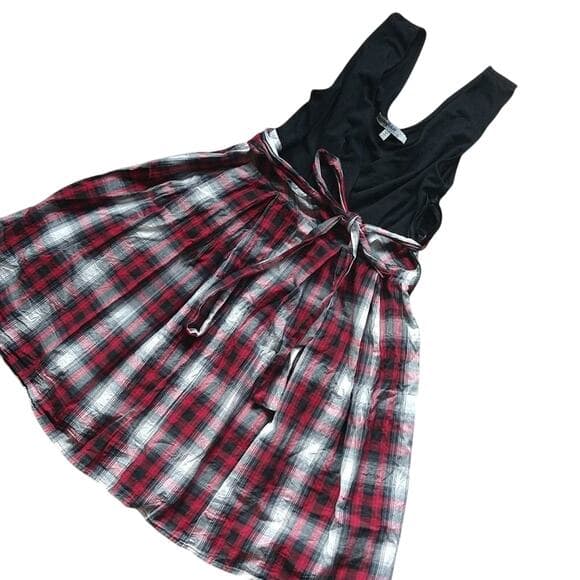 Bailey Blue vintage Y2K black sleeveless and red plaid dress with tie waist - Thumbnail 9