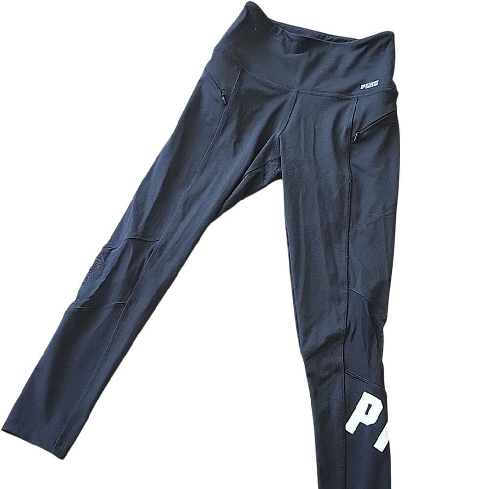 PINK Ultimate Black Athletic Leggings with Zip Pockets and Mesh Cut Outs - Thumbnail 9