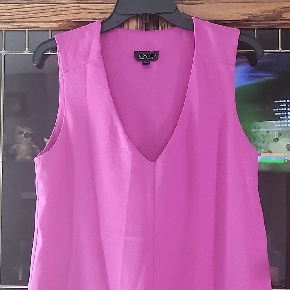 Topshop Bright Pink Shift Dress Woth Pockets - Thumbnail 7