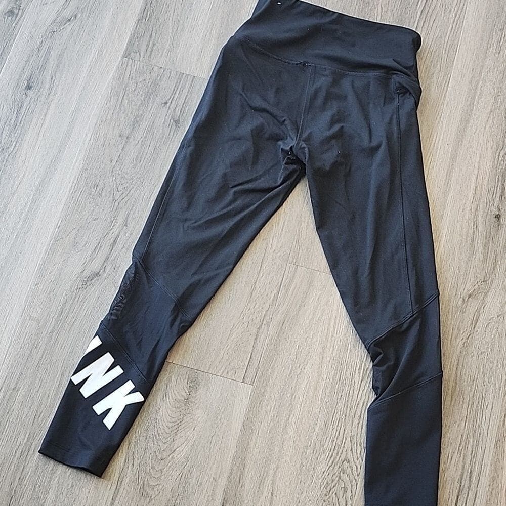 PINK Ultimate Black Athletic Leggings with Zip Pockets and Mesh Cut Outs - Thumbnail 6