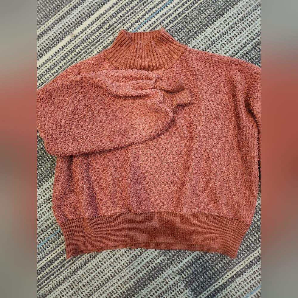 debut Rust Orange Cropped Balloon Sleeve Soft Sweater - Thumbnail 8