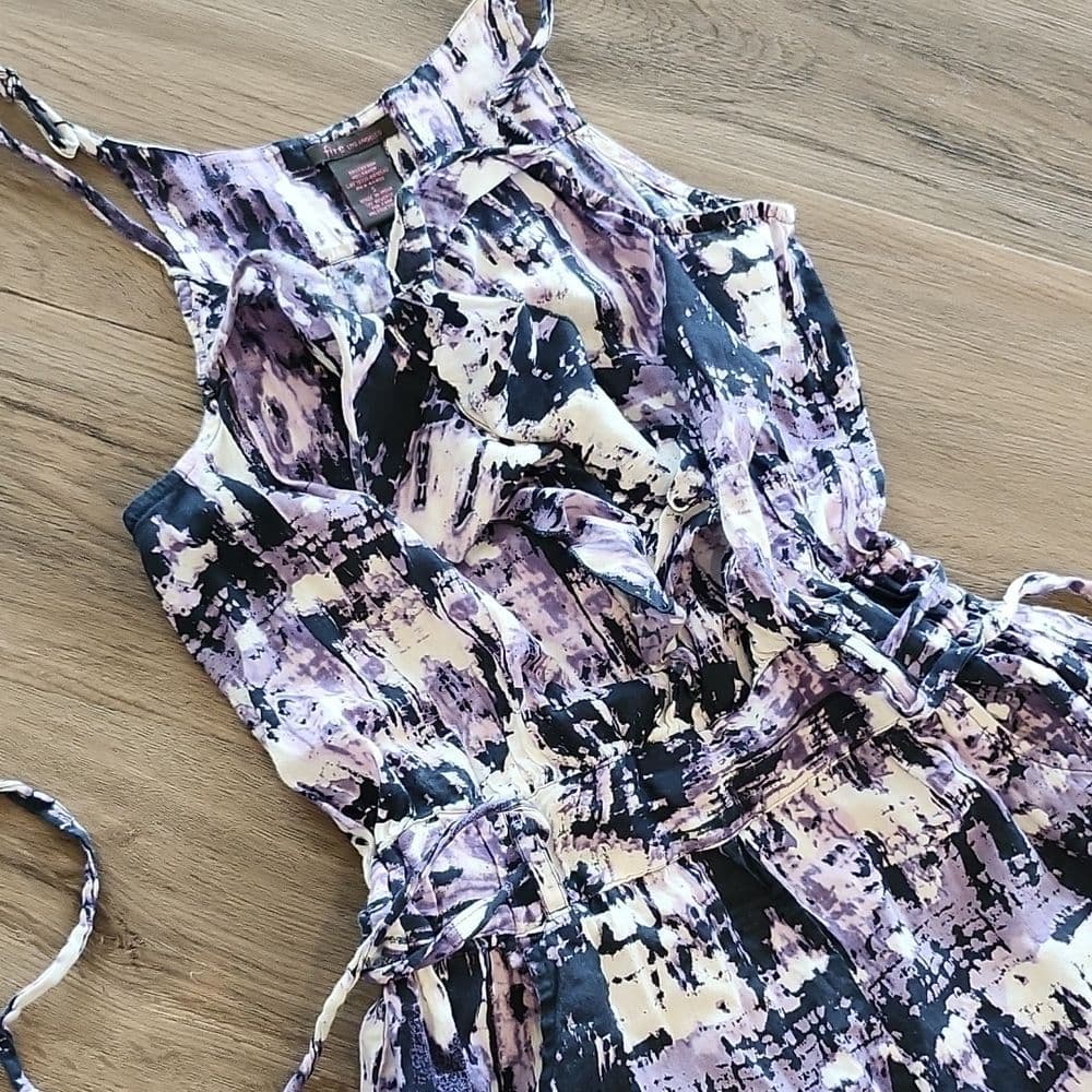 Fire Los Angeles Purple White Cotton Belted Shorts Romper