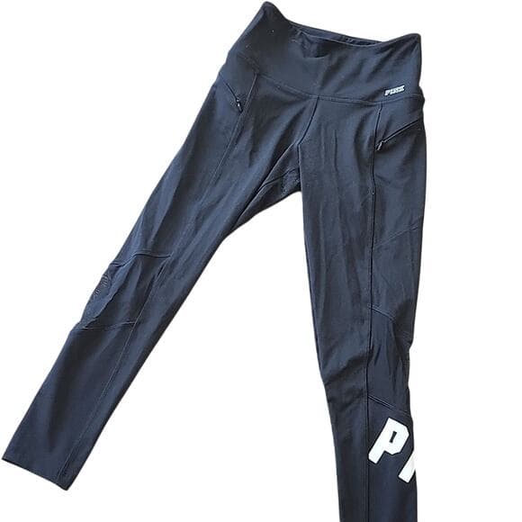 PINK Ultimate Black Athletic Leggings with Zip Pockets and Mesh Cut Outs - Thumbnail 10