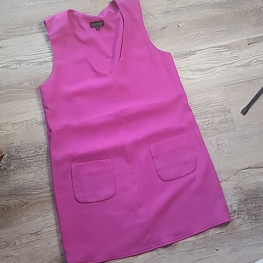 Topshop Bright Pink Shift Dress Woth Pockets - Thumbnail 2